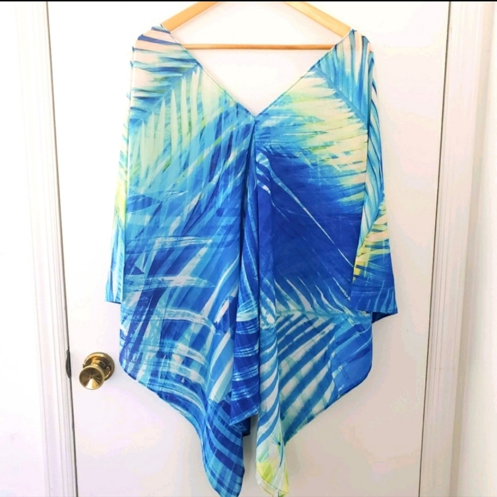 Avenue || Blue Kaftan Sheer Swim Coverup 14